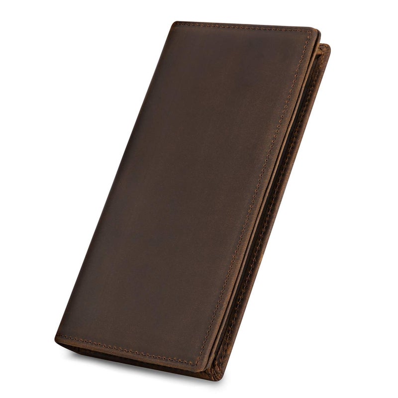 Kattee Men's Vintage Genuine Leather Long Wallet for Checkbook Credit Cards - Image 1